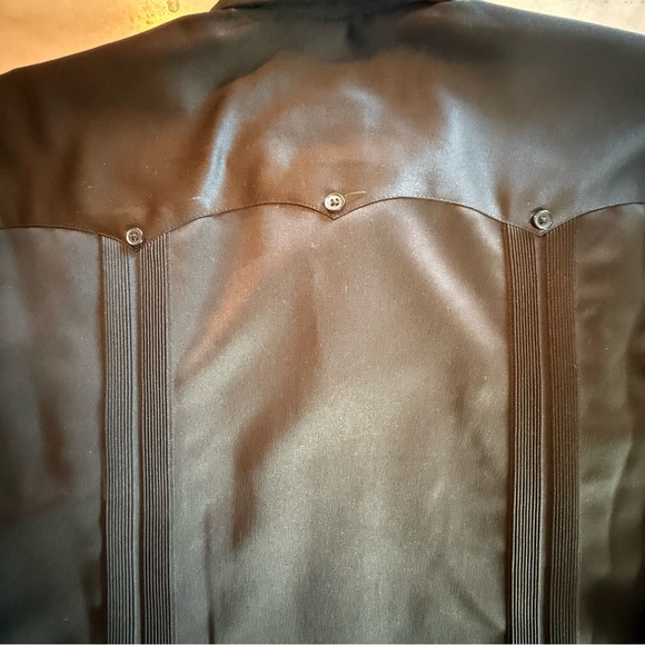 NWT El General Men's L Western Shirt Black Short Sleeve Shiny- Button Front - Picture 10 of 10